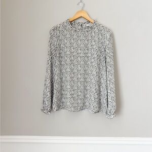 Loft blouse olive green and white size medium